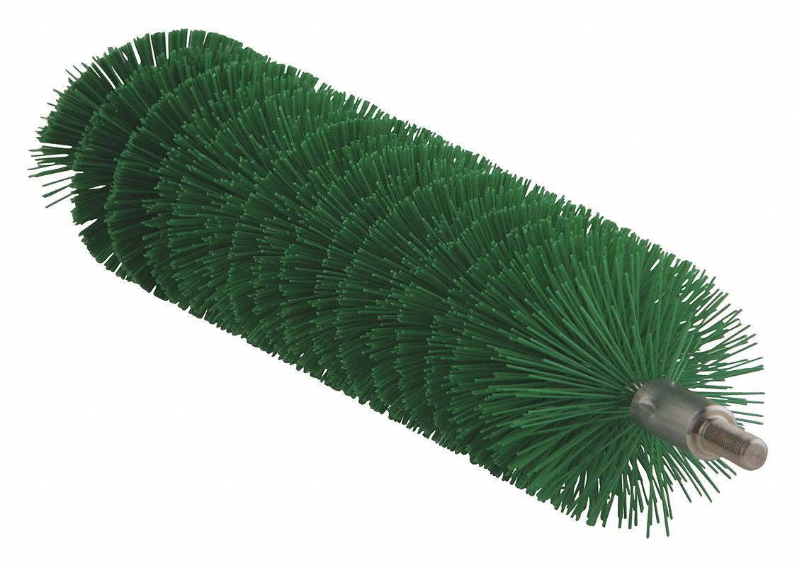 TUBE AND PIPE BRUSH, POLYESTER BRISTLE, GREEN, 1.57 IN BRUSH DIAMETER, 7 IN BRUSH L