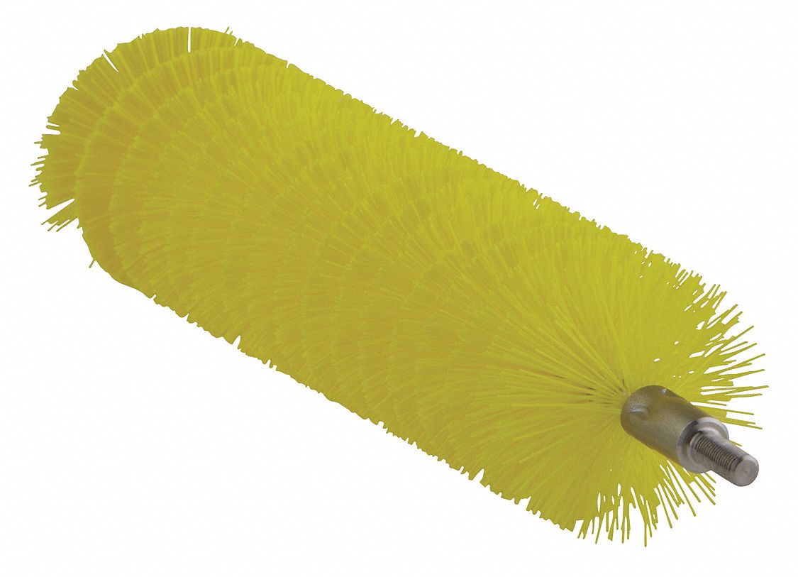 Tube and Pipe Brush: Polyester Bristle, Yellow, 1.57 in Brush Dia, 7 in Brush Lg