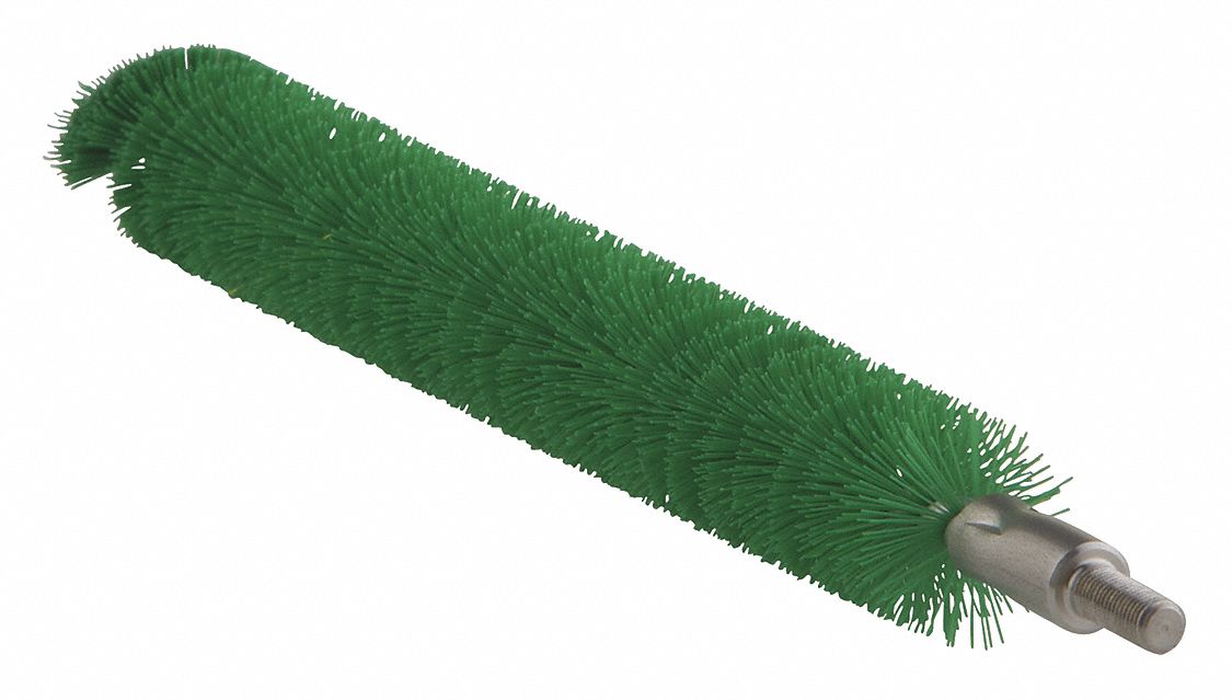 TUBE AND PIPE BRUSH, POLYESTER BRISTLE, GREEN, 0.8 IN BRUSH DIAMETER, 7 IN BRUSH L