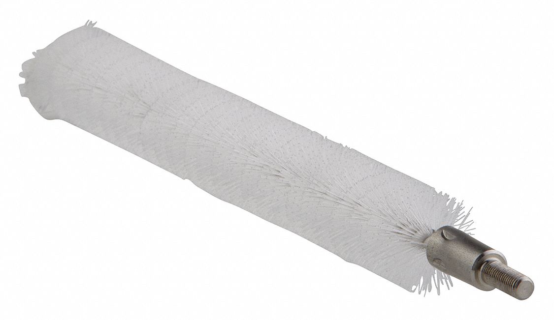 Tube and Pipe Brush: Polyester Bristle, White, 0.8 in Brush Dia, 7 in Brush Lg