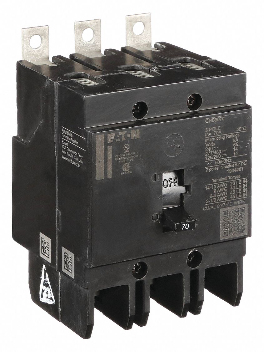 Miniature Circuit Breaker: 70 A, 277/480V AC, Three Phase, 14kA at 277/480V AC, 3 Poles, Std