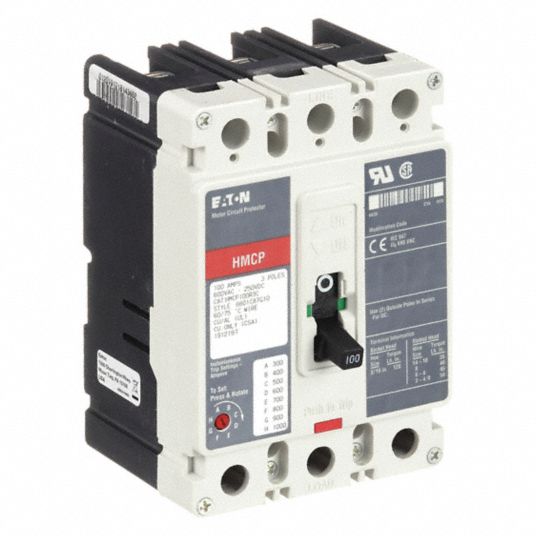 EATON Molded Case Circuit Breaker: 100 A Amps, 65kA at 600V AC, Fixed, ABC,  Line/Load Lug, Std