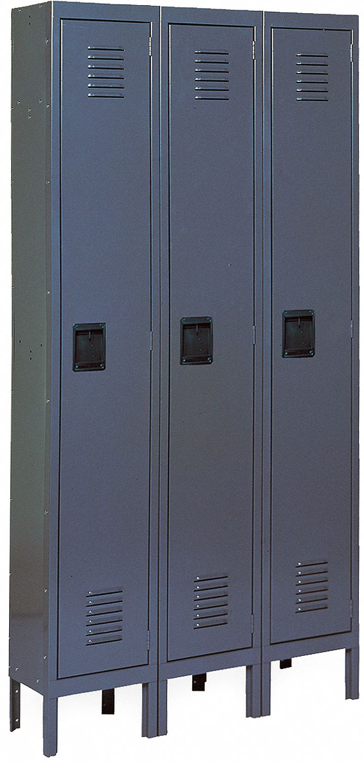 GRAINGER APPROVED 1 TIER LOCKER 3 WIDE 36IN GREY - Box and