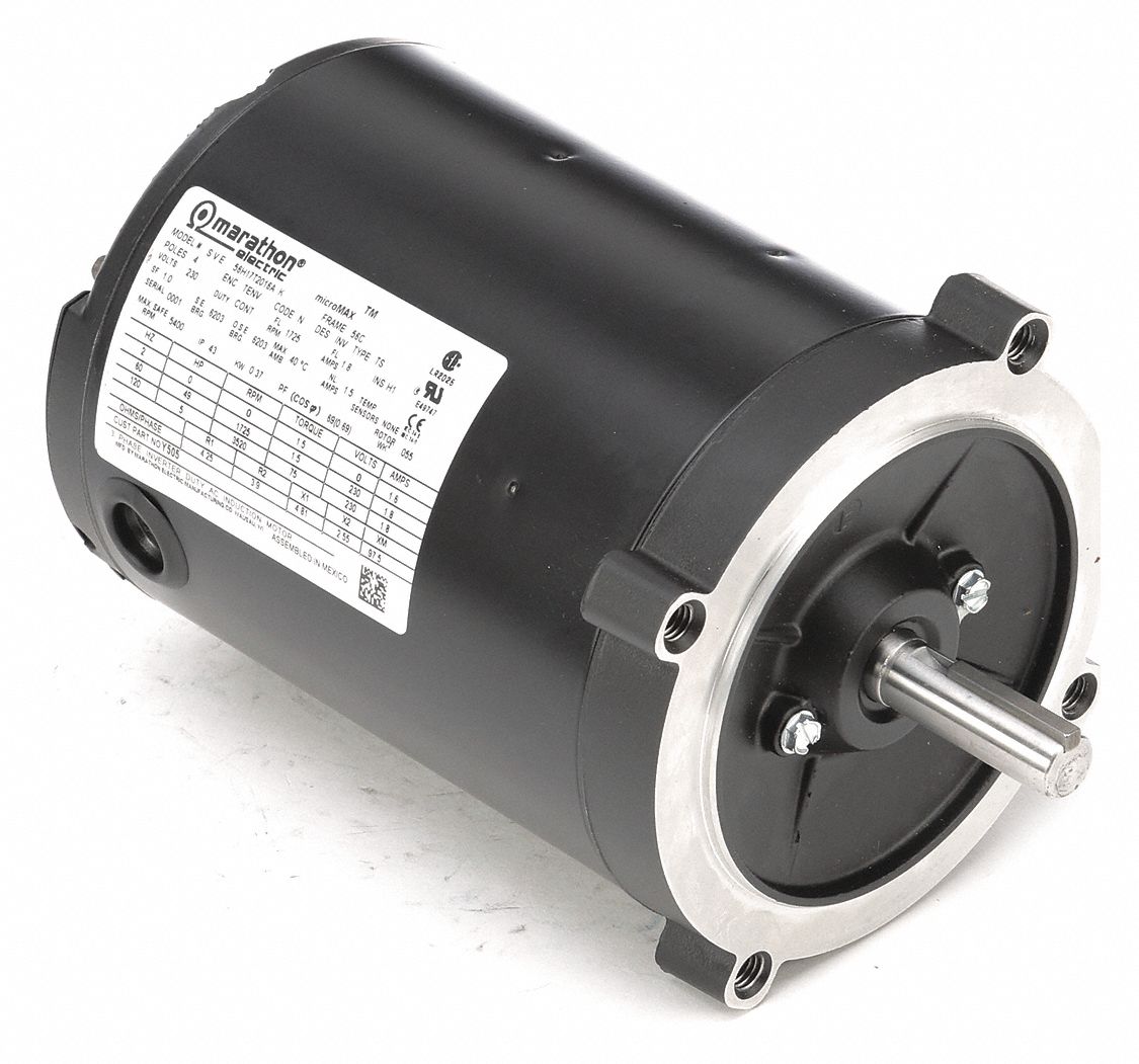 Vector Motor: Totally Enclosed Non-Ventilated, Face Mount, 1/2 HP, 1, 725 Nameplate RPM