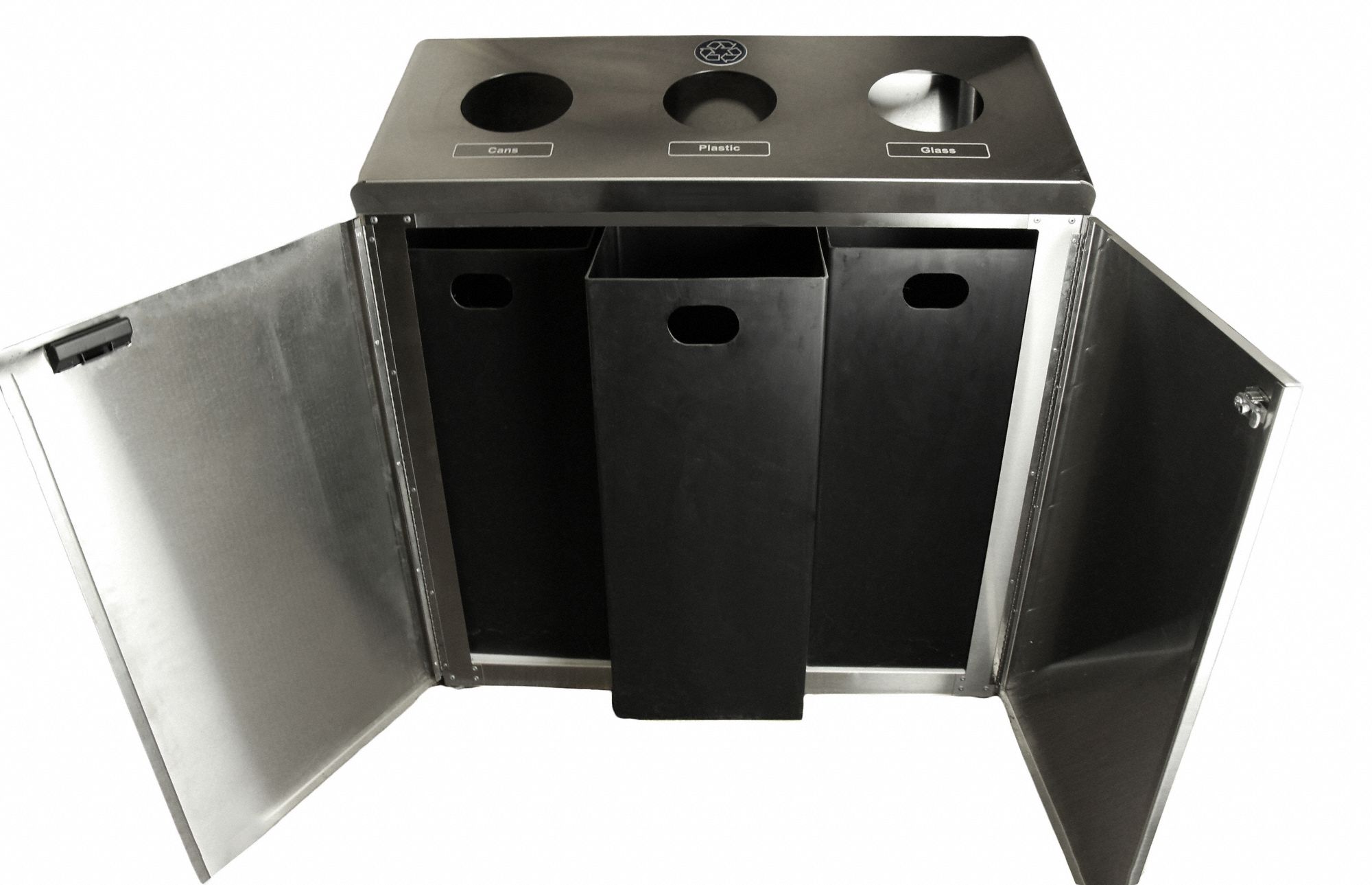 RECYCLING STATION STAINLESS FLOOR MOUNT