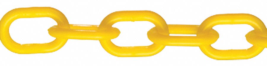 CHAIN, OUTDOOR/INDOOR, UV RESISTANT, YELLOW, 50 FT X 1 IN, NO. 4 PLASTIC