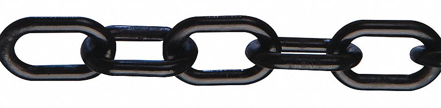 CHAIN, OUTDOOR/INDOOR, UV RESISTANT, BLACK, 50 FT X 1 IN, NO. 4 PLASTIC