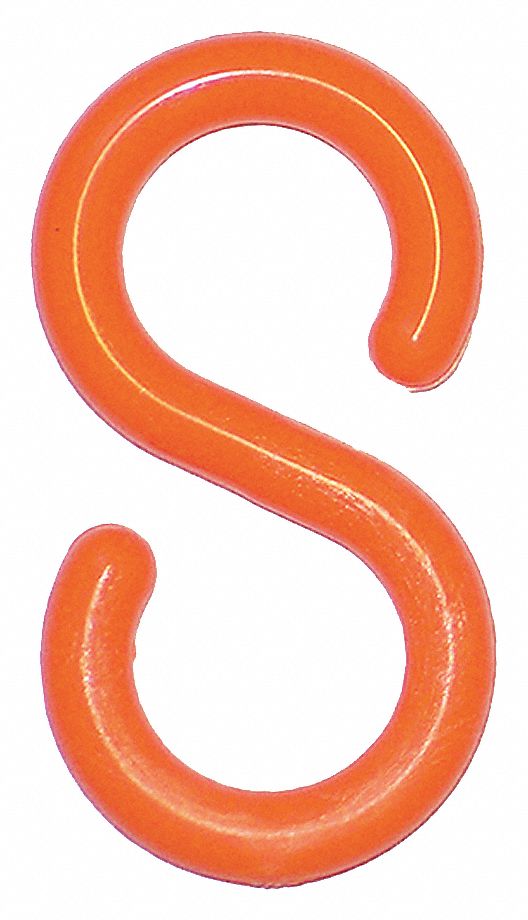 MR. CHAIN S-HOOKS 2 INCH ORANGE 10 PACK - Plastic Chain Barrier