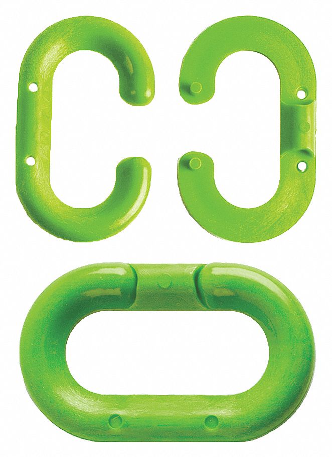 MASTER LINK, INDOOR/OUTDOOR, RUST PROOF/UV-RESIST, GREEN, 1.5 IN, PLASTIC, PKG 10
