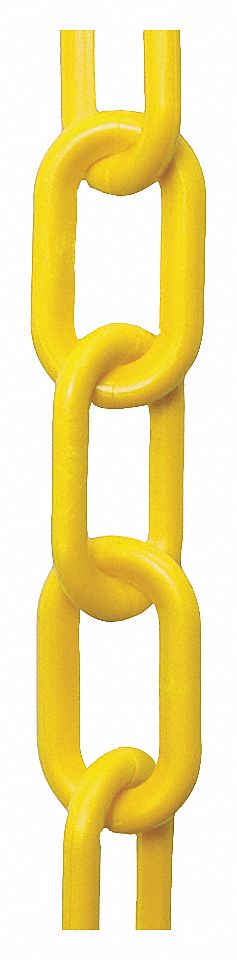 CHAIN, OUTDOOR/INDOOR, UV-RESISTANT, YELLOW, 50 FT X 3 IN, NO. 10 PLASTIC