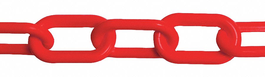 CHAIN, OUTDOOR/INDOOR, UV-RESISTANT, RED, 50 FT X 3 IN, NO. 10 PLASTIC