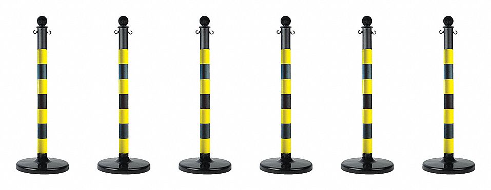 STANCHION M D BLACK/YELLOW 6 PACK