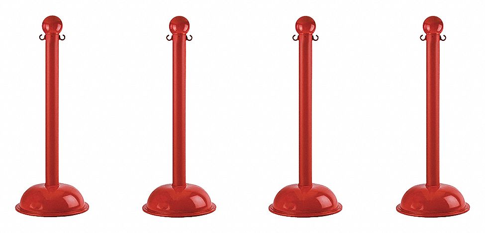 STANCHION HEAVY DUTY RED 4 PACK