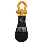 SNATCH BLOCK W SWIVEL SHACKLE, 1/2 IN MAX CABLE SZ, 1/2 IN ID/4 1/2 IN OD, FORGED STEEL/C1045