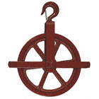 GIN BLOCK W HOOK AND WHEEL, RED, 1 IN ROPE DIA, 6 IN SHEAVE OD