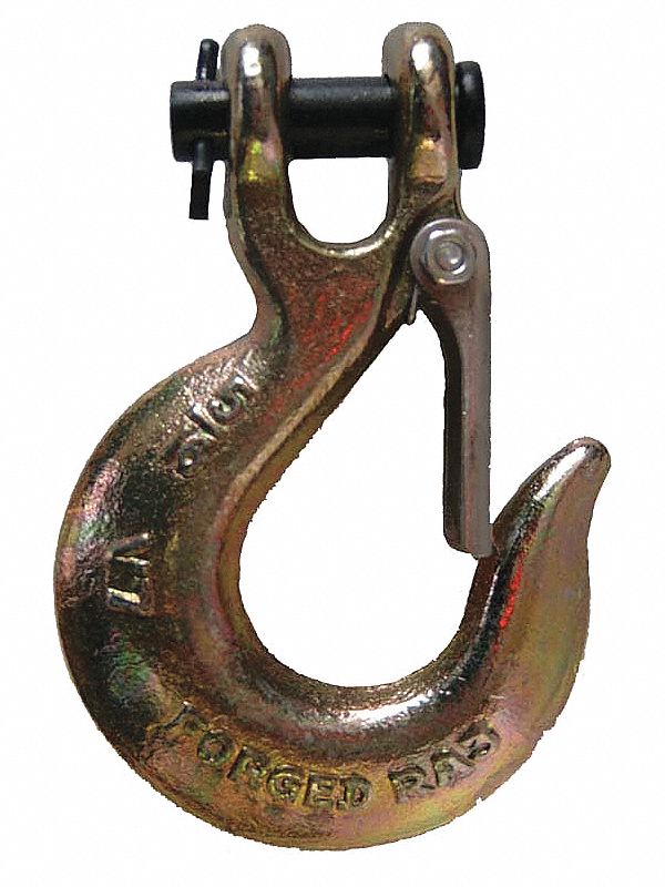 5/16 inch Clevis Slip Hook with Safety Latch, 5/16 g70 Chain Hook, 5/16  Safety Hook with Latch Forged G70 18,000 Lb Capacity for Trailer Truck