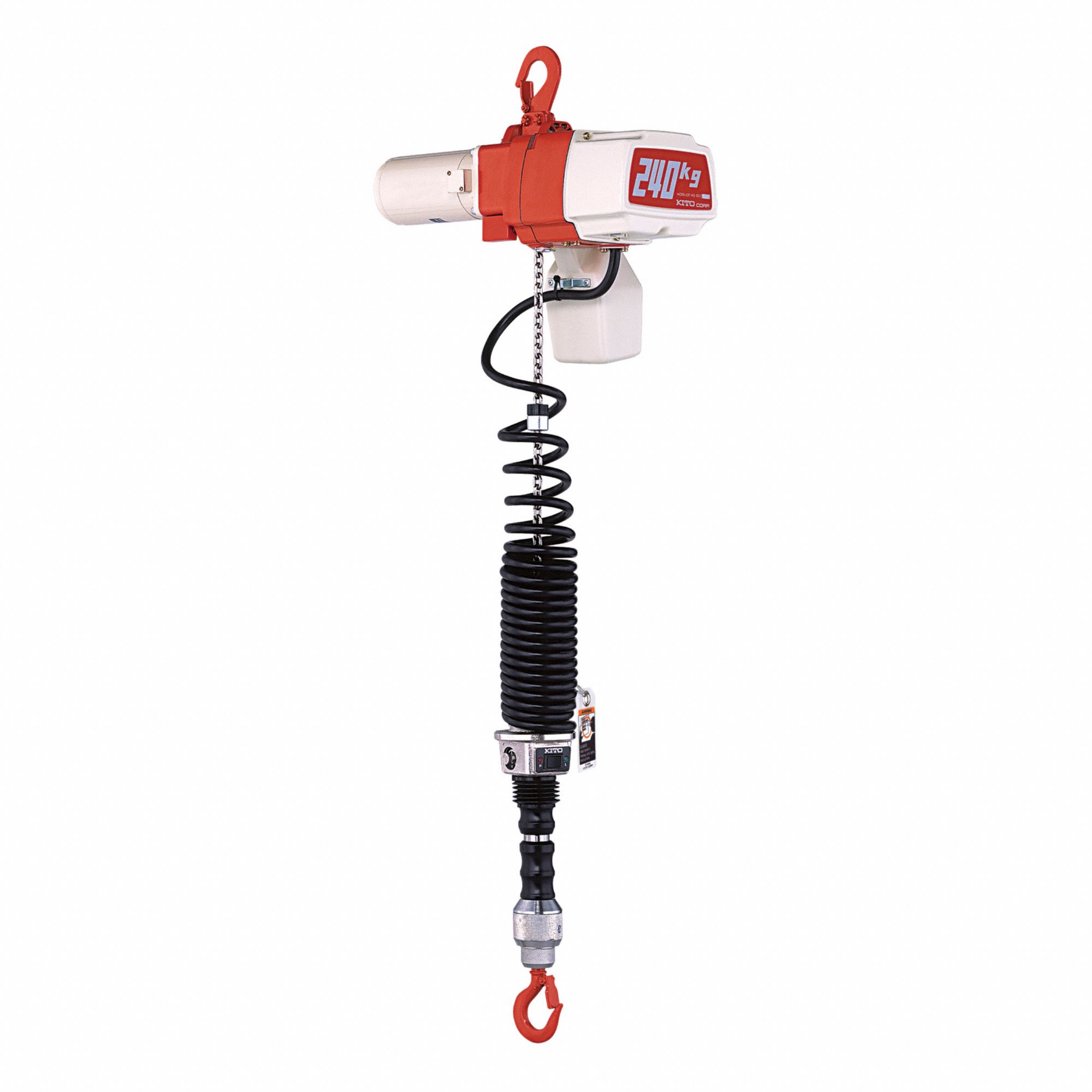 ELECTRIC CHAIN HOIST, BLACK/YELLOW, AL, ELECTROSTATIC ENAMEL FINISH, 100 KG LIFTING CAPACITY, HOOK MOUNT, 1 YR WARRANTY
