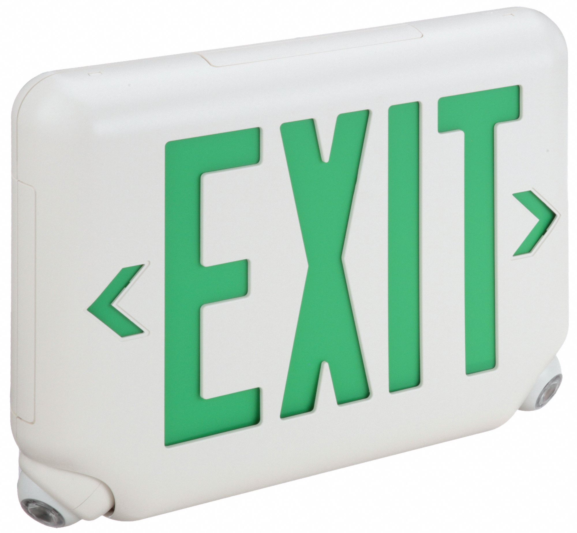 White, 2 Faces, Exit Sign with Emergency Lights 46T226EVCUGW Grainger