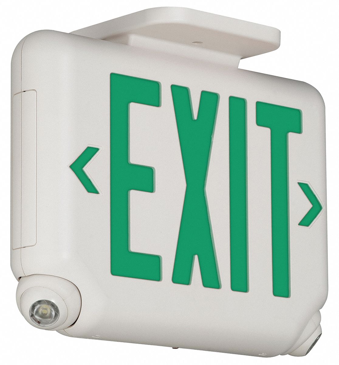 DUAL-LITE Exit Sign With Emergency Lights: White, 2 Faces, Green, LED ...