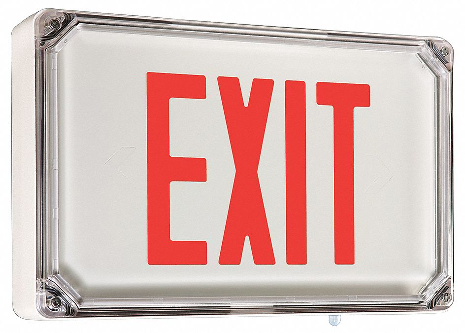 DUALLITE Exit Sign With Battery Backup, Red, 1 Faces, Aluminum