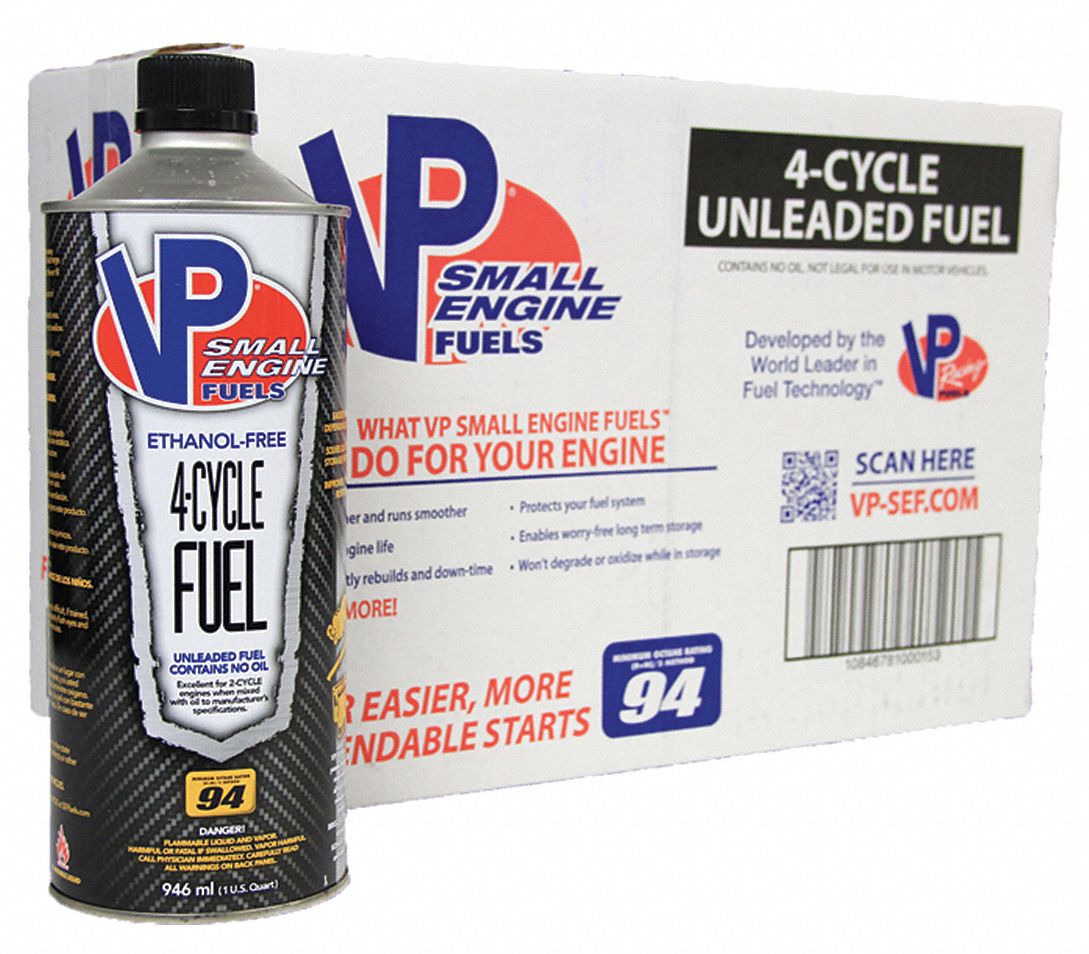 Small Engine Fuel, 4 Cycle: 1 qt Size, Clear, 8 PK