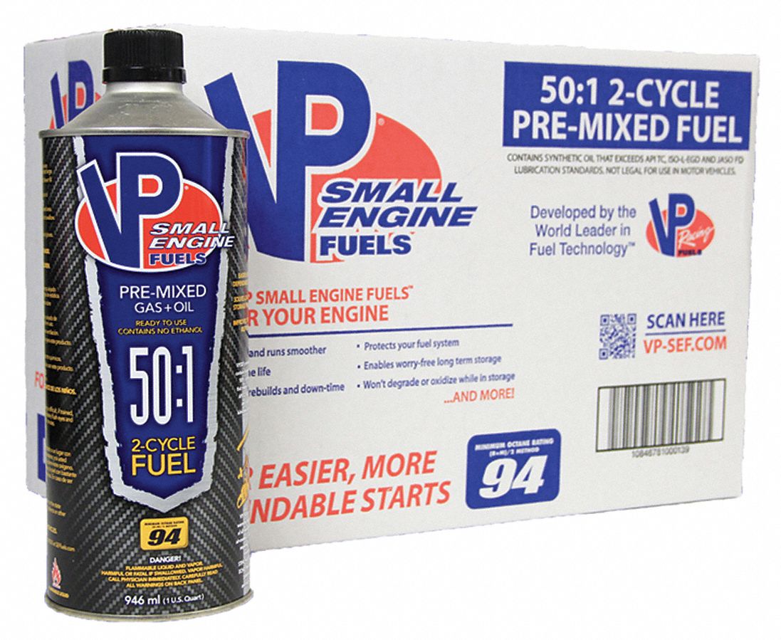 Small Engine Fuel, 2 Cycle: 1 qt Size, Blue, 8 PK