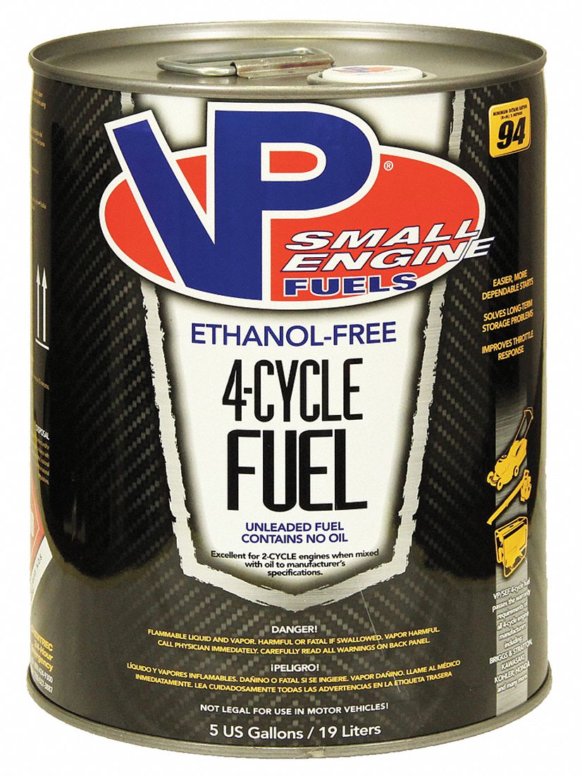 VP SMALL ENGINE FUELS Small Engine Fuel, 4 Cycle 5 gal Size, Clear