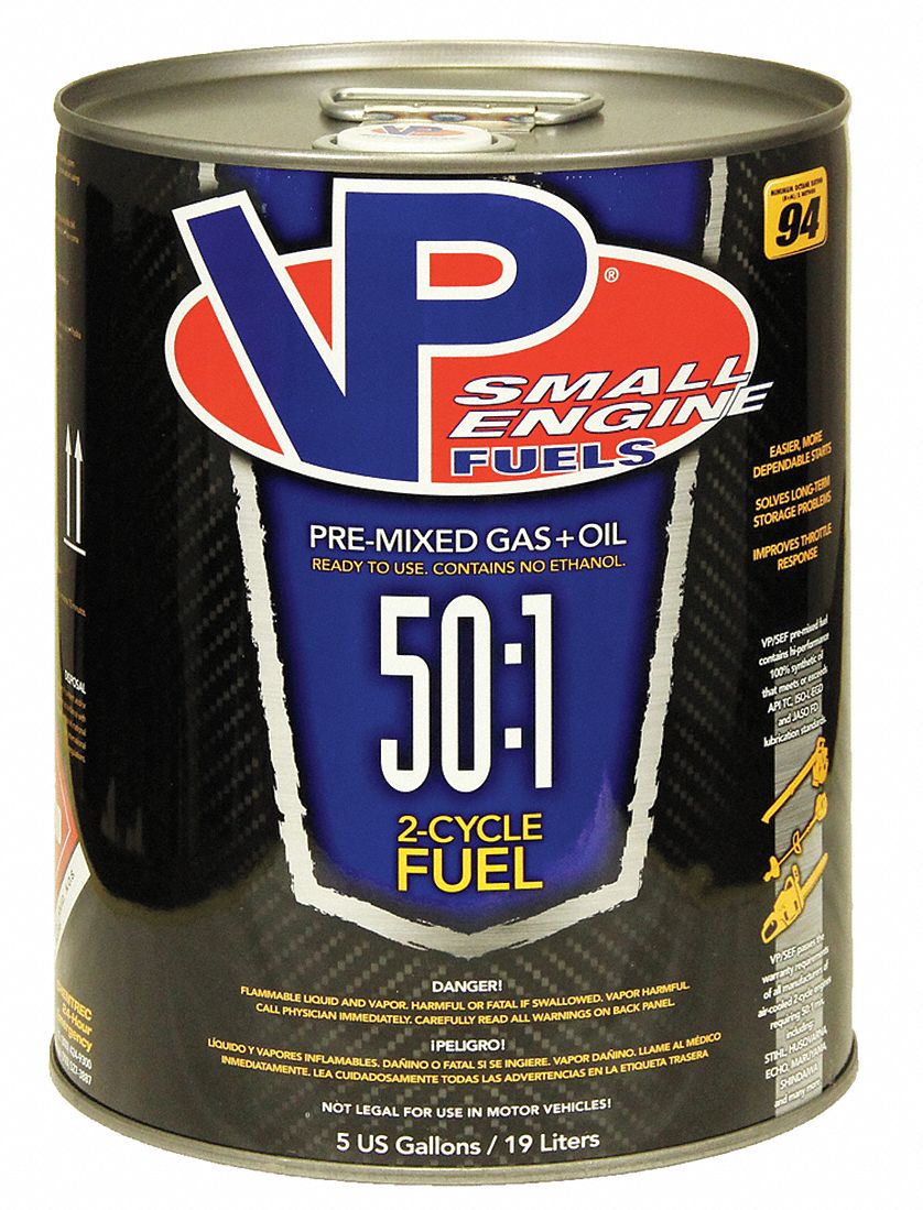 Small Engine Fuel, 2 Cycle: 5 gal Size, Blue