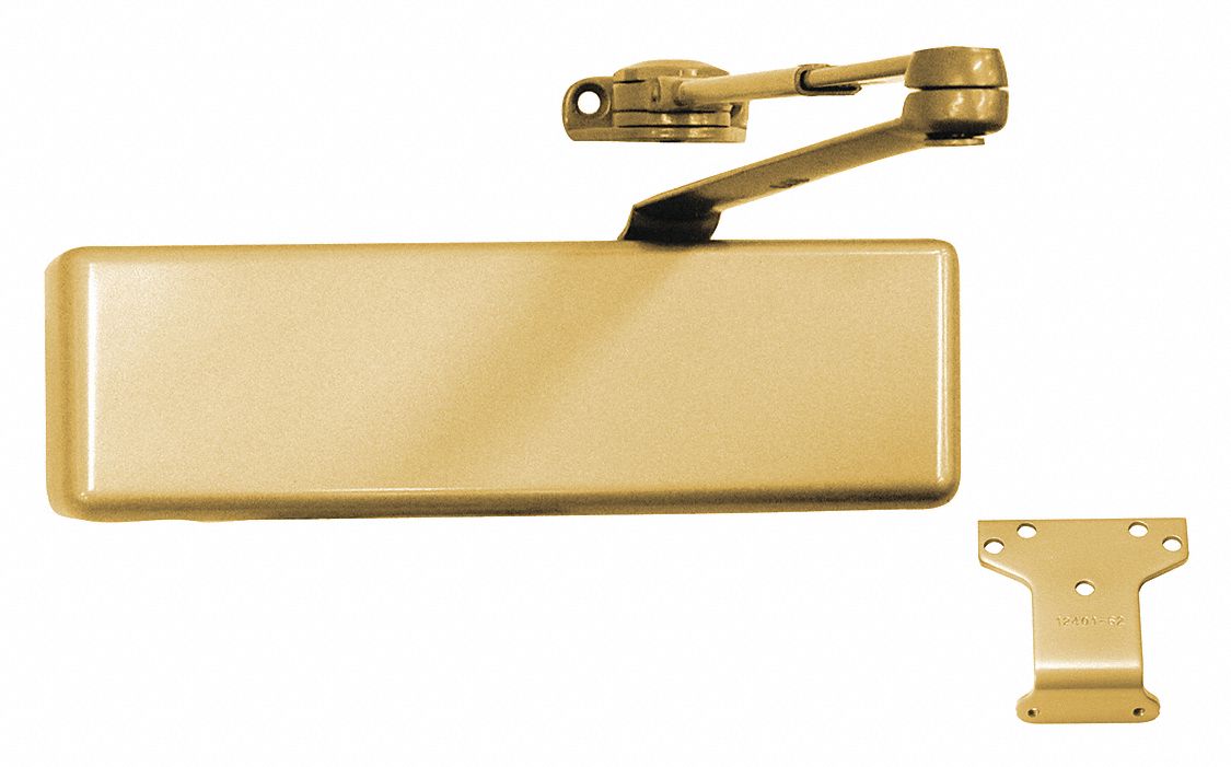 Door Closer: Parallel Mounting Type, Grade 1 - Heavy Duty, Bronze, 10 3/8 in Lg, 2 3/4 in Wd