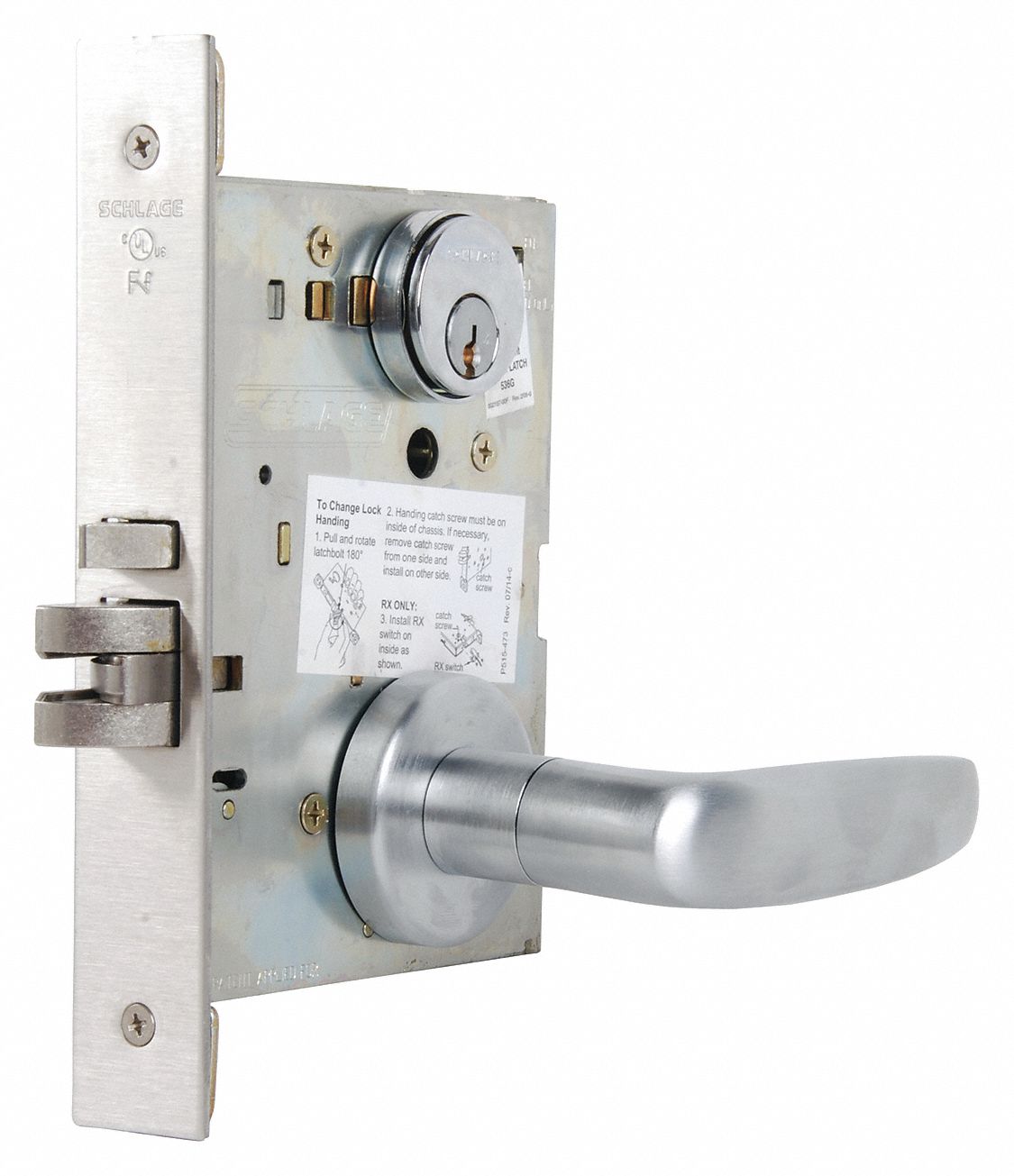 SCHLAGE, Storeroom Lever Locksets, Chrome, Door Lockset 46TN47L9080P