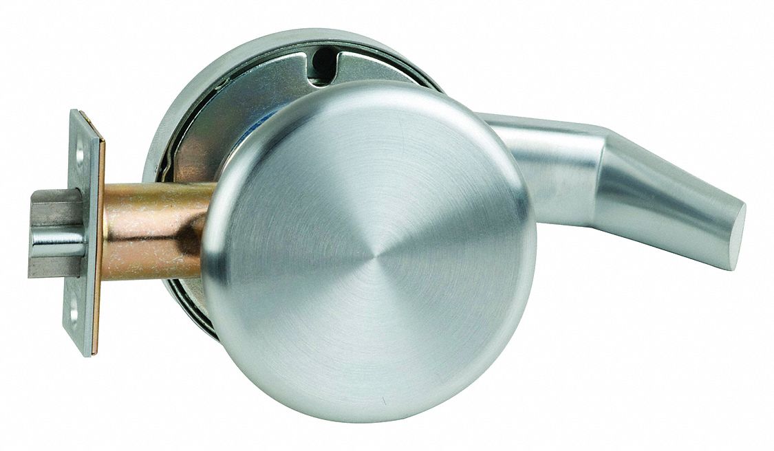 SCHLAGE Lever, Mechanical, Heavy Duty, Not Keyed, Satin Chrome, 2 3/4