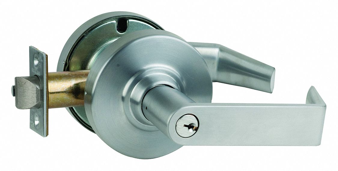 Door Lockset: Storeroom Lever Locksets, Chrome, ADA Compliant, Electrical