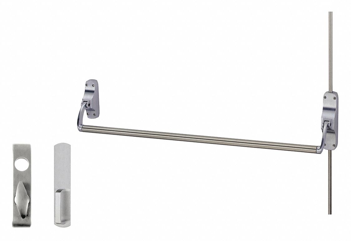 Surface Vertical Rod: 44 in Max Door Wd, Chrome