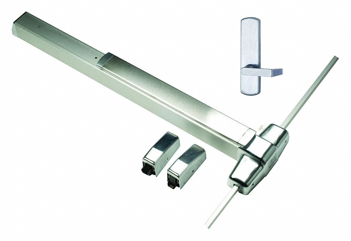 Surface Vertical Rod: 3 ft Max Door Wd, Stainless Steel
