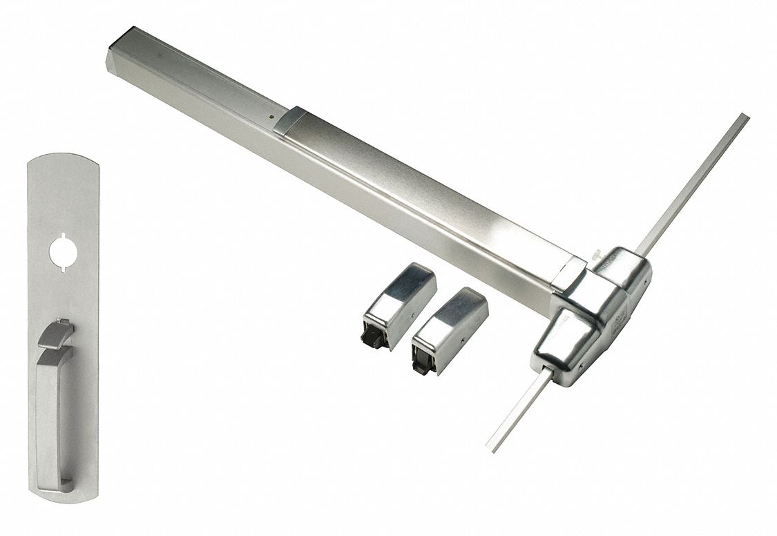 Surface Vertical Rod: 3 ft Max Door Wd, Stainless Steel