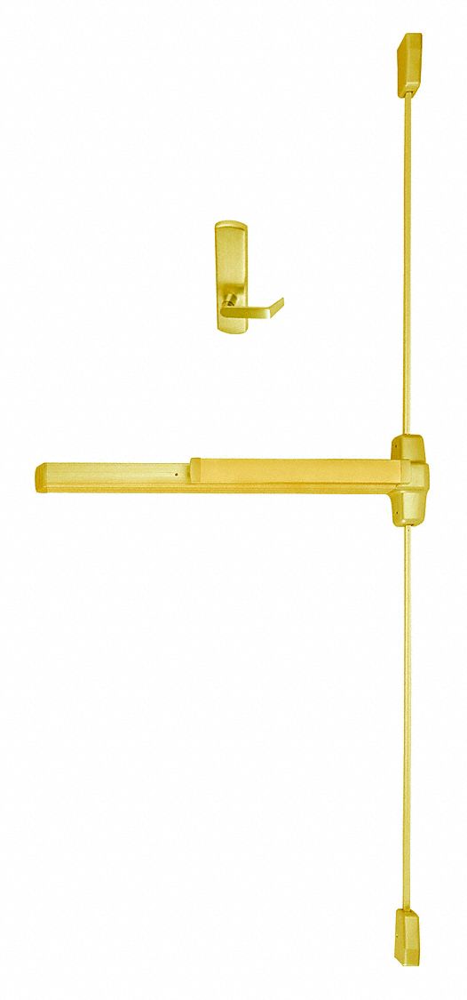Surface Vertical Rod: 3 ft Max Door Wd, Brass