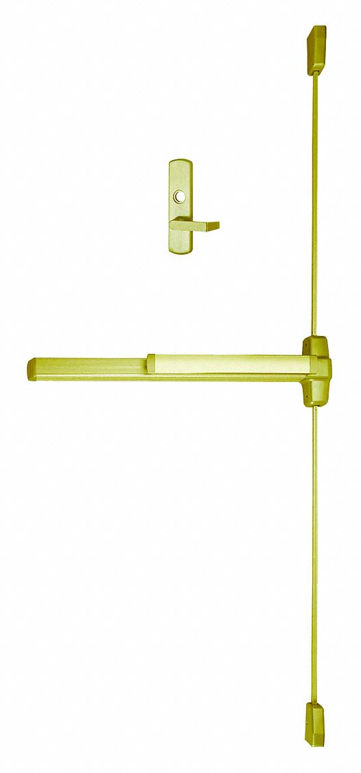 Surface Vertical Rod: 3 ft Max Door Wd, Brass