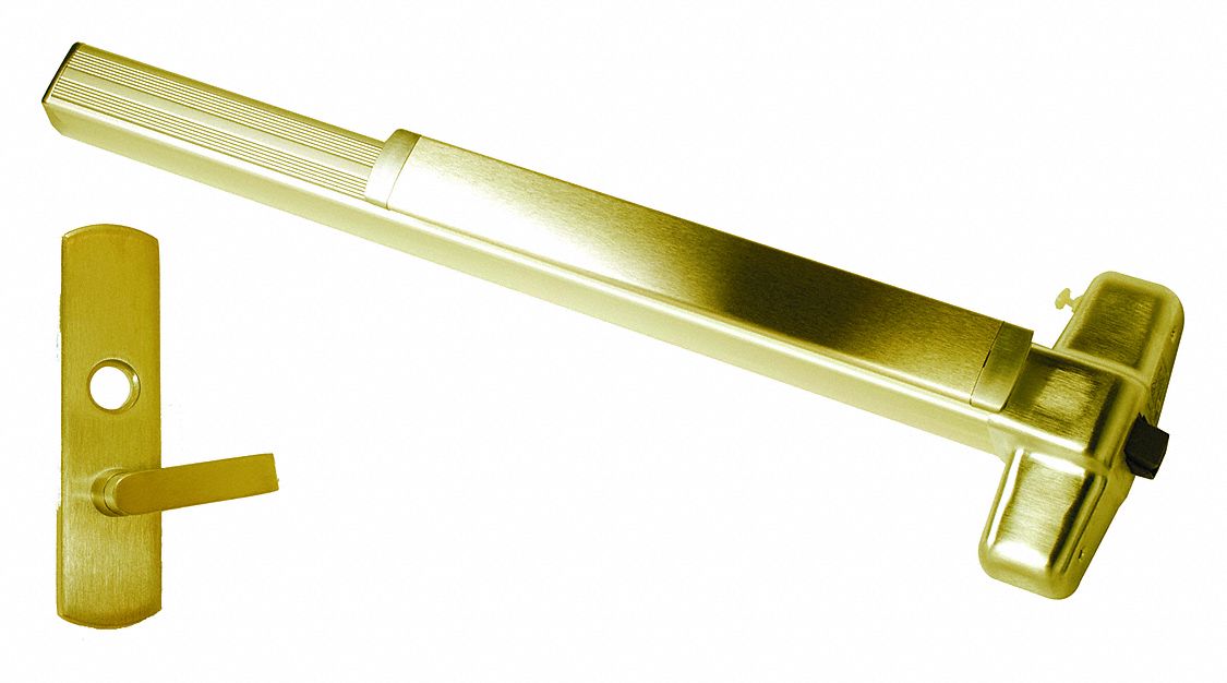 Exit Device: 3 ft Max Door Wd, Brass