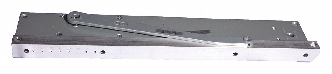 Door Closer: Concealed Mounting Type, Grade 1 - Heavy Duty, Aluminum, 22 1/2 in Lg, 3 3/4 in Wd