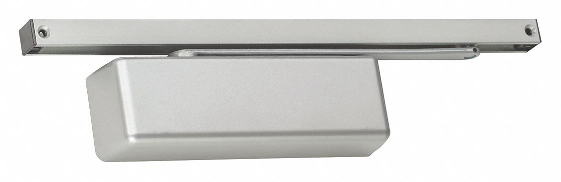 Door Closer: Std Mounting Type, Grade 1 - Heavy Duty, Aluminum, 12 1/8 in Lg, 2 1/4 in Wd