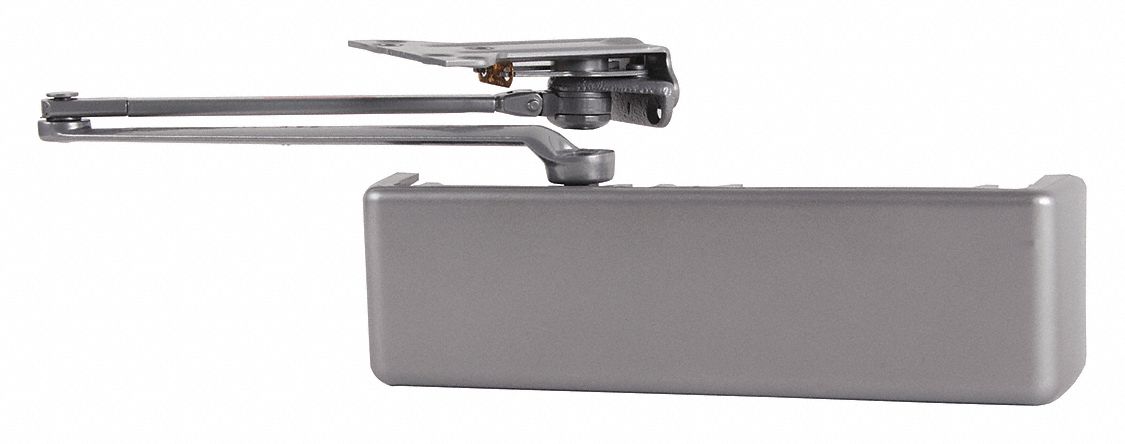 Door Closer: Parallel Mounting Type, Grade 1 - Heavy Duty, Aluminum, 12 1/4 in Lg, 2 1/4 in Wd