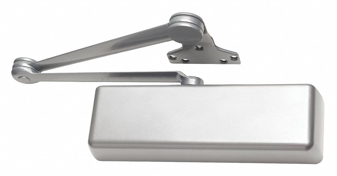 Door Closer: Parallel Mounting Type, Grade 1 - Heavy Duty, Aluminum, 12 1/4 in Lg, 2 1/4 in Wd