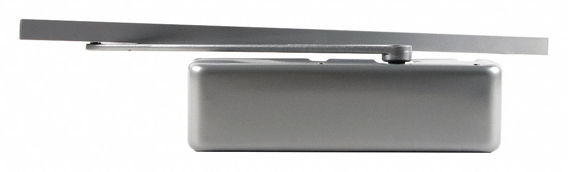 Door Closer: Parallel Mounting Type, Grade 1 - Heavy Duty, Aluminum, 12 1/4 in Lg, 2 1/4 in Wd