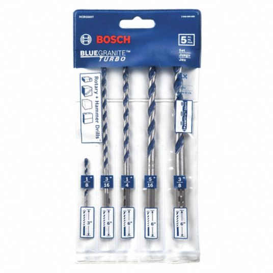 BOSCH 1 8 in 3 16 in 1 4 in 5 16 in 3 8 in Drill Bit Size 5 Hex Shank Drill Bit Set 46U355 HCBG500T Grainger