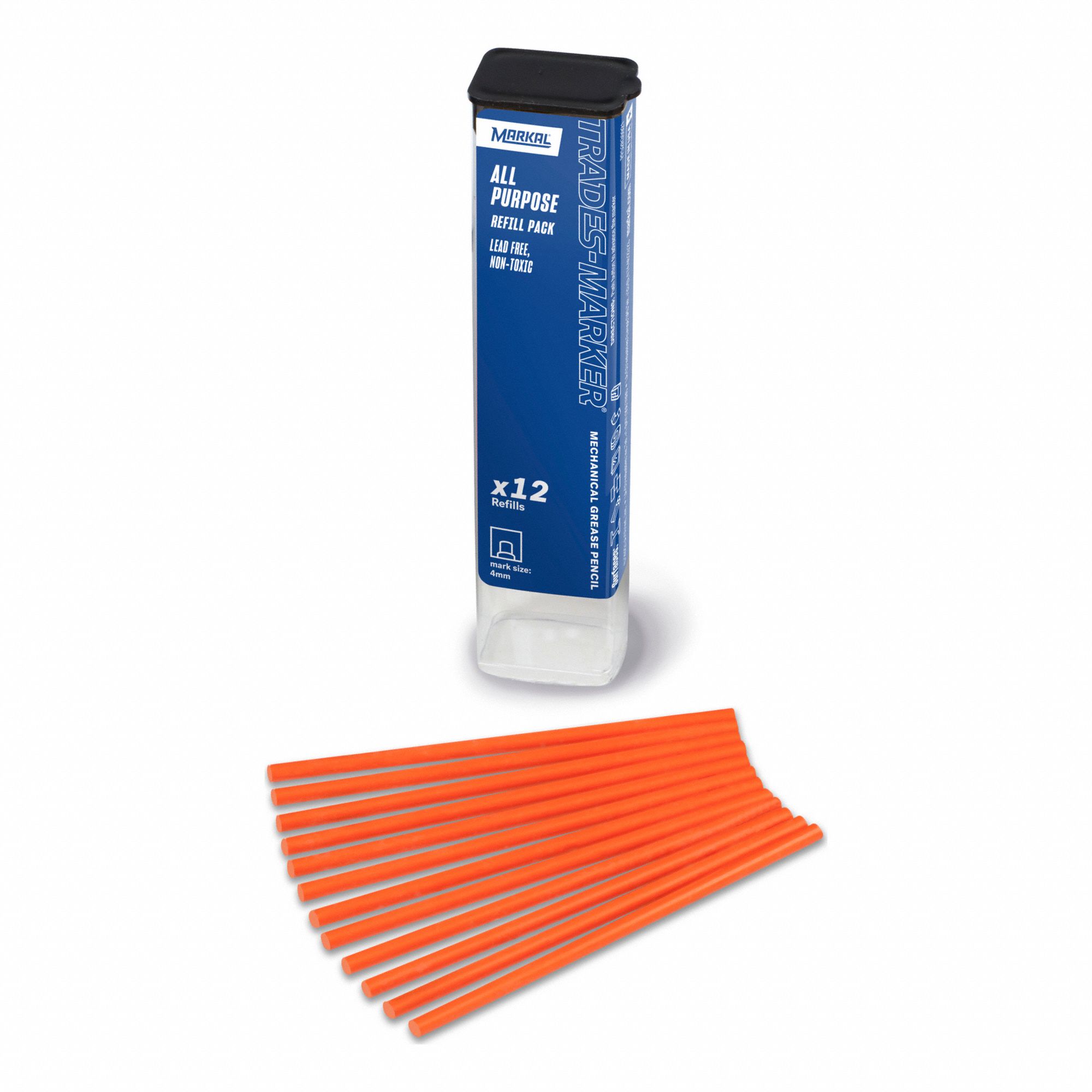 RECHANGE,CRAYON GRAS,TOUTES LES SURFACES,RÉTRACTABLE,RUB/RÉSIST INTEMP,OR,BOUT PLAT FIN,PK 12