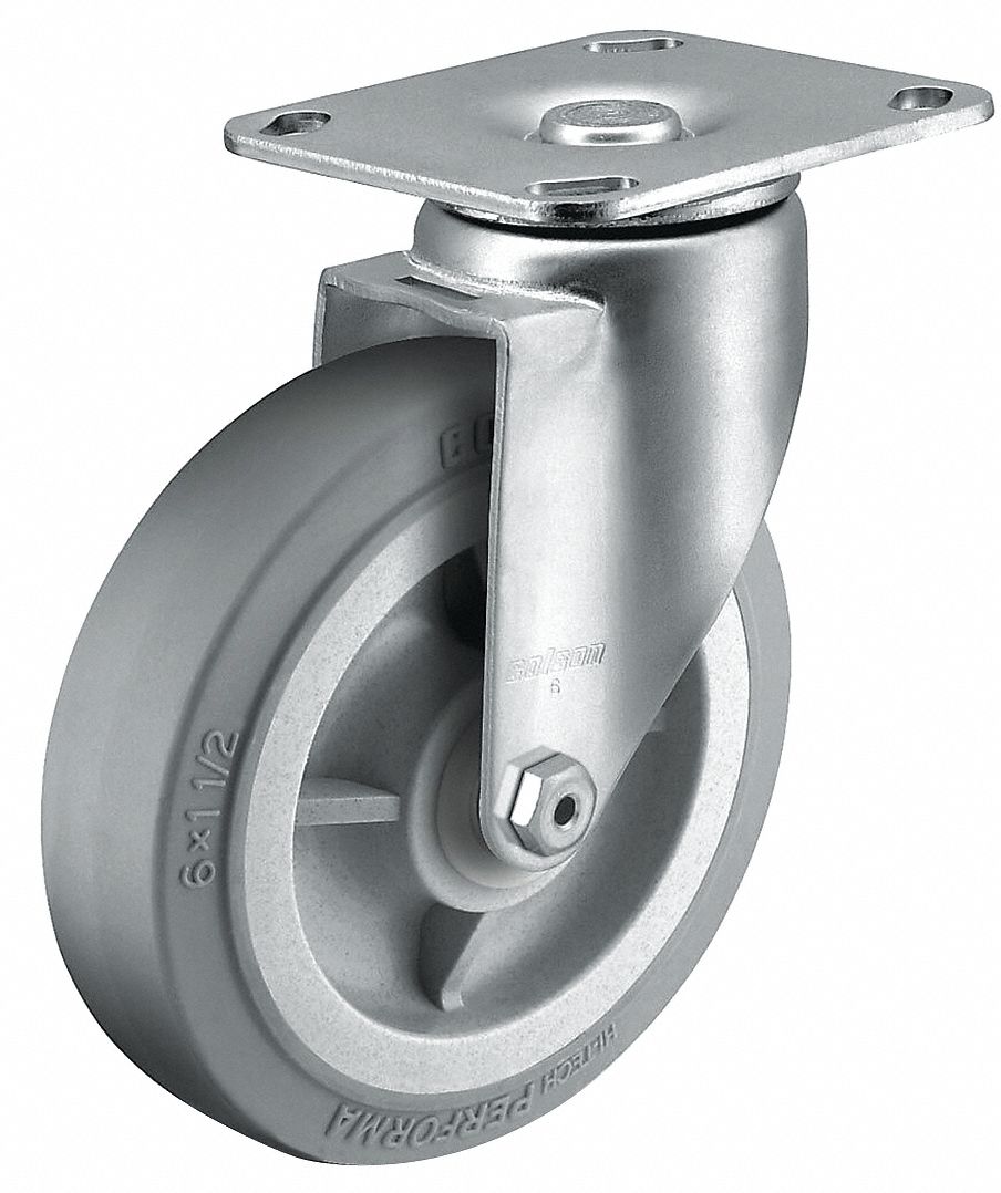 CASTER, PLATE, SWIVEL WHEELBRAKE, 250 LB MAX, 1 1/2 X 3 IN