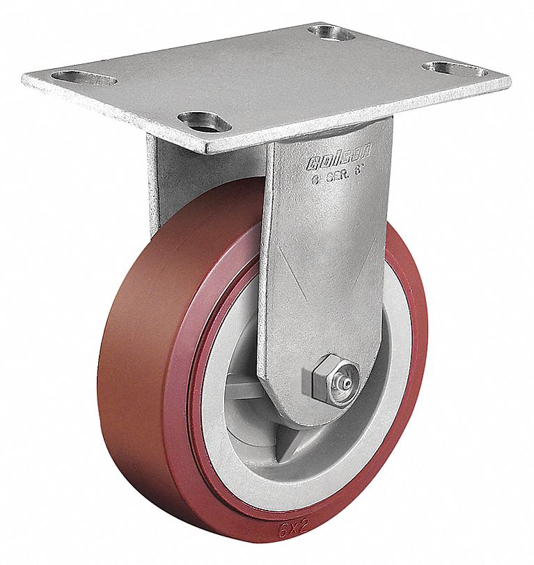 PLATE CASTER, RIGID, LD CAP 1000 LB, WHEEL SZ 2 X 8 IN, PLATE SZ 4 X 4 1/2 IN, URETHANE