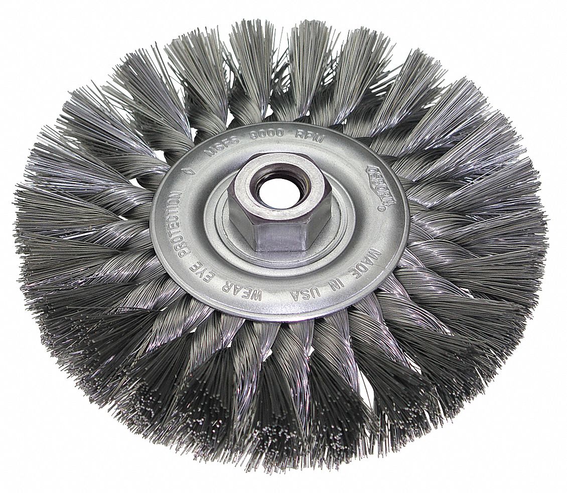 WHEEL BRUSH, WIRE, RADIAL, KNOTTED, 5/8