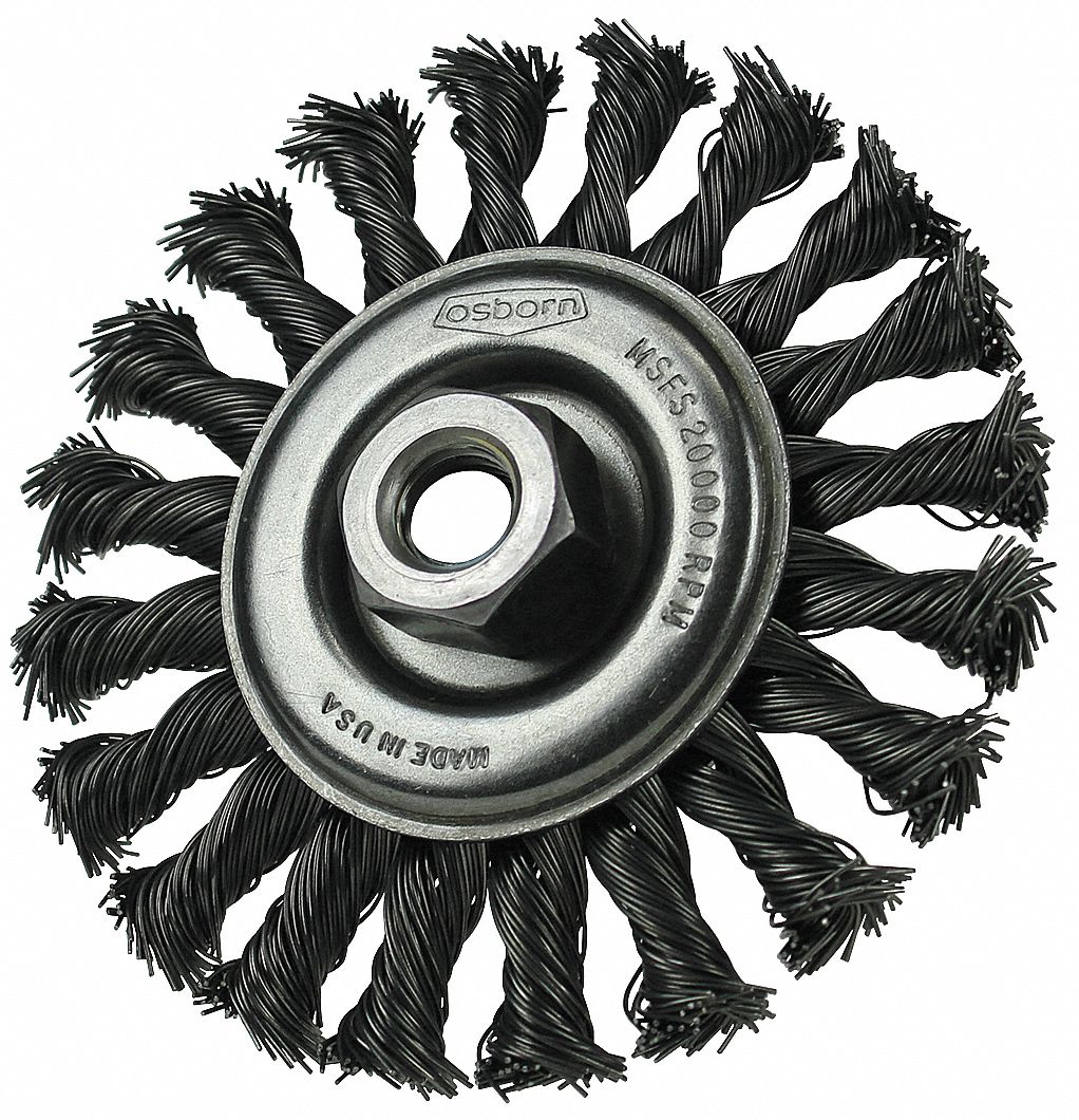 WHEEL BRUSH, WIRE, RADIAL, KNOTTED, 5/8