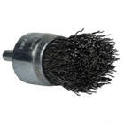 END BRUSH, CRIMPED WIRE, 20000 RPM, 1 IN DIA, 1/4 IN SHANK, 0.020 IN FIL, CARBON STEEL